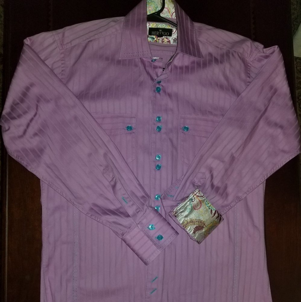 Bertigo Contrast Cuff Men's Dress Shirt
